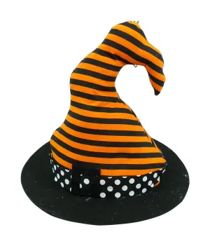 13"H x 13" Dia Plush Stripe Polkadot Witch Hat: Orange, Black - 56552ORBK
