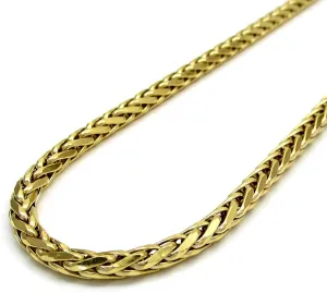 14K Yellow Gold 4mm Hollow Wheat Diamond Cut Spiga Link Chain