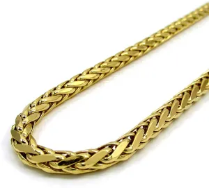 14K Yellow Gold 5mm Hollow Wheat Diamond Cut Spiga Link Chain