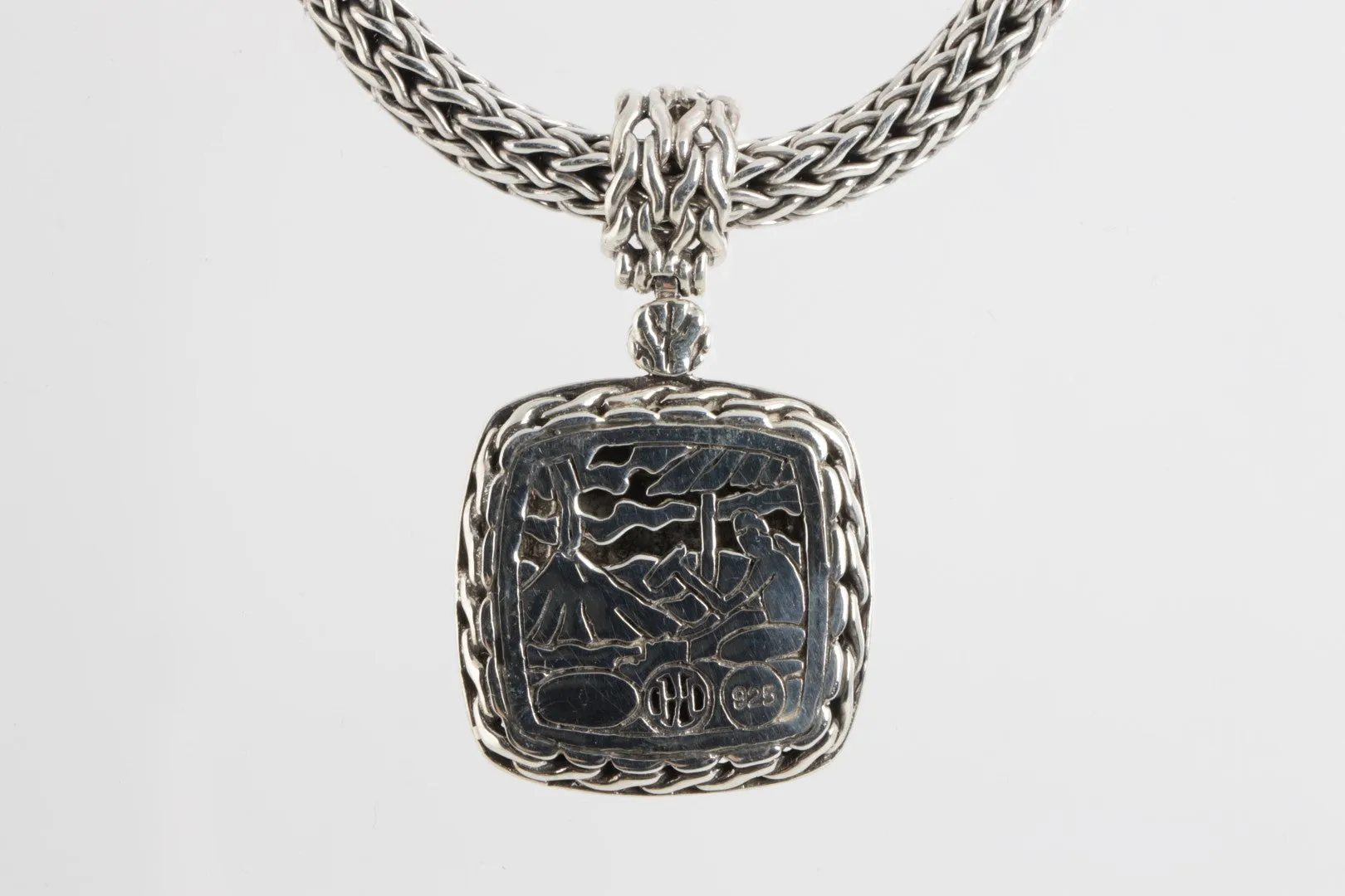 16.5" John Hardy 925 Silver Palu Hammered Pendant Wheat Necklace (74.41g.)