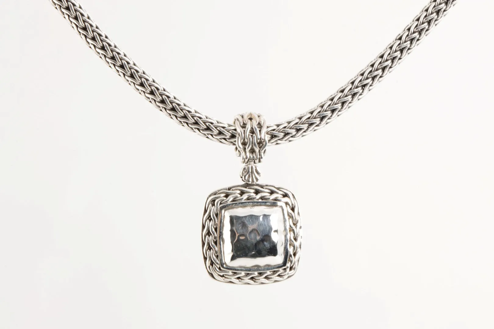 16.5" John Hardy 925 Silver Palu Hammered Pendant Wheat Necklace (74.41g.)