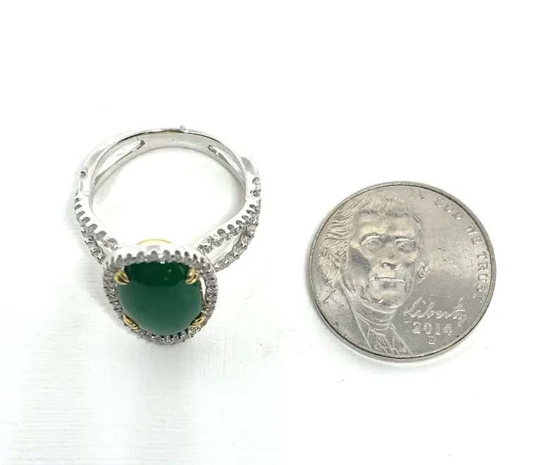 3.32 Carat Imperial Jadeite and Diamond Halo Engagement Ring in 18k White Gold