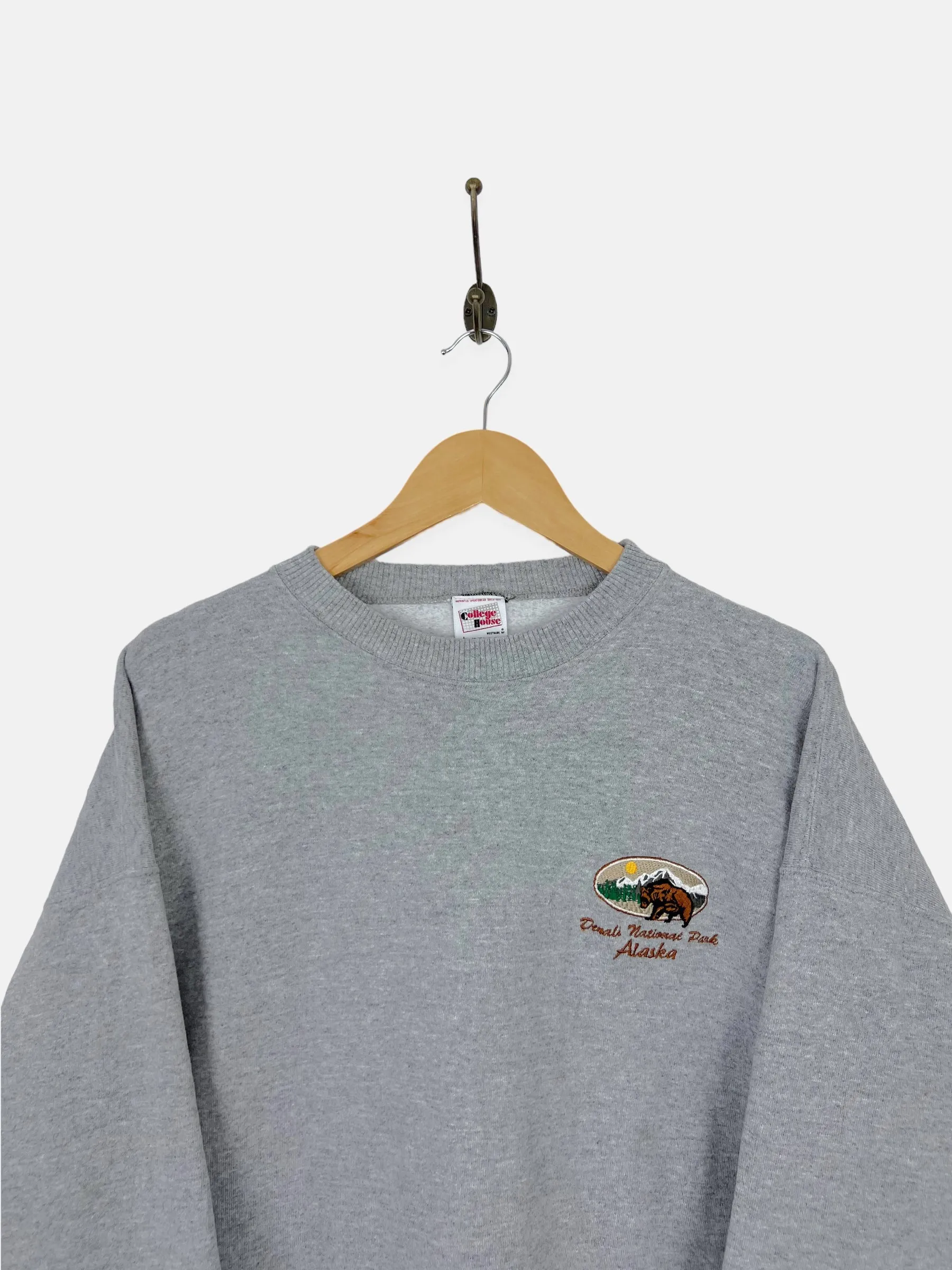 90's Denali National Park Alaska USA Made Embroidered Vintage Sweatshirt Size XL-2XL