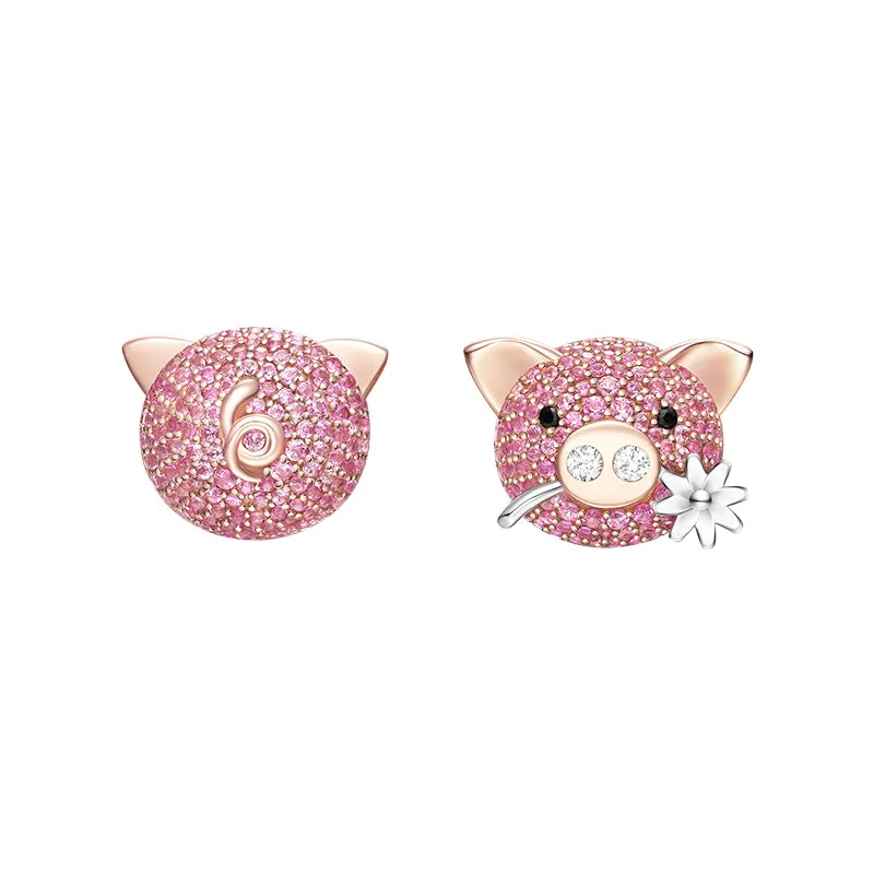 Adorable Piggy Sweet Piggy Mismatched Stud Earrings