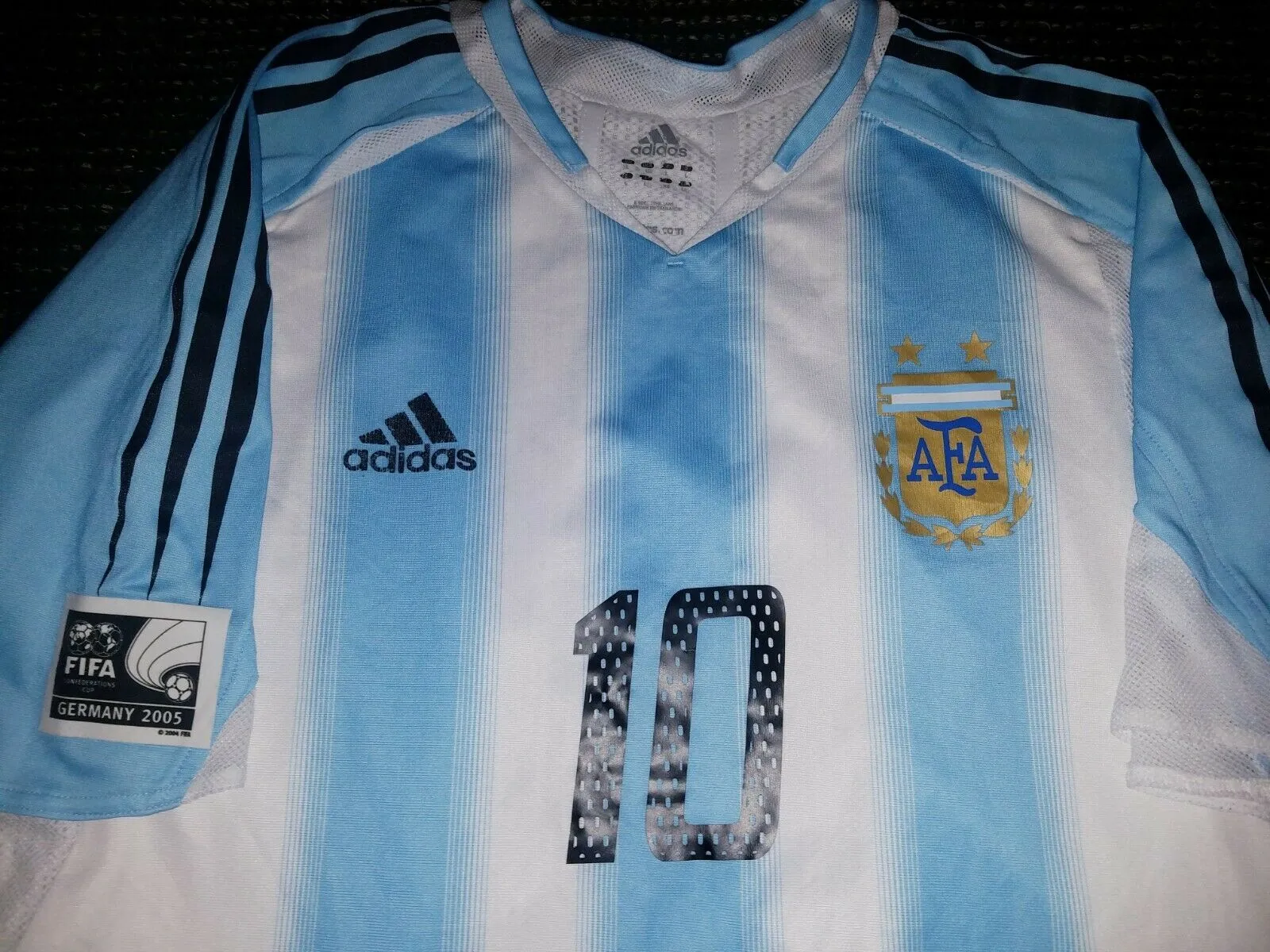 Aimar Argentina 2005 CONFEDERATIONS CUP MATCH WORN Jersey Camiseta L