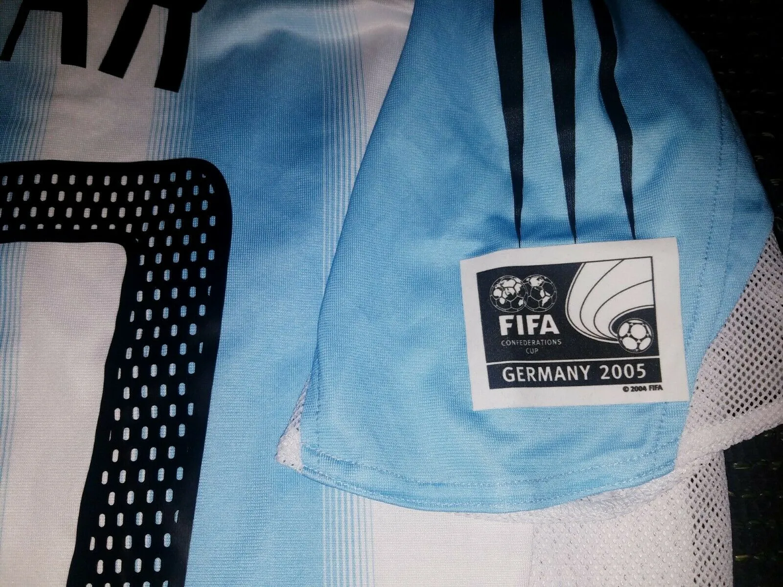 Aimar Argentina 2005 CONFEDERATIONS CUP MATCH WORN Jersey Camiseta L