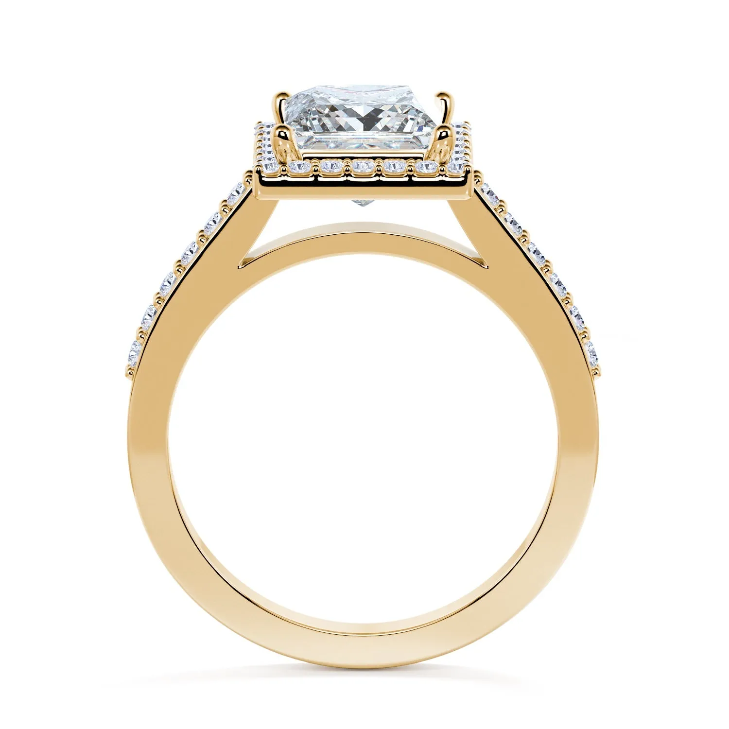 Amber Light Accent Diamonds Natural Princess  Diamond Engagement Ring