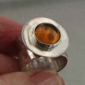 Amber Ring 925 Sterling Silver Baltic  size 6.5,7,7.25 Handmade Hadar Designers (H)LAST