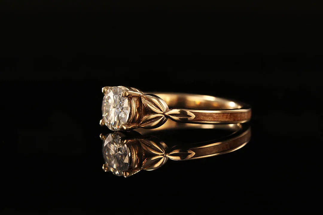 ANCIENT KAURI 14K YELLOW GOLD DIAMOND LEAF RING