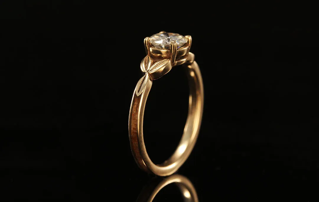 ANCIENT KAURI 14K YELLOW GOLD DIAMOND LEAF RING