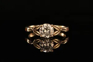 ANCIENT KAURI 14K YELLOW GOLD DIAMOND LEAF RING