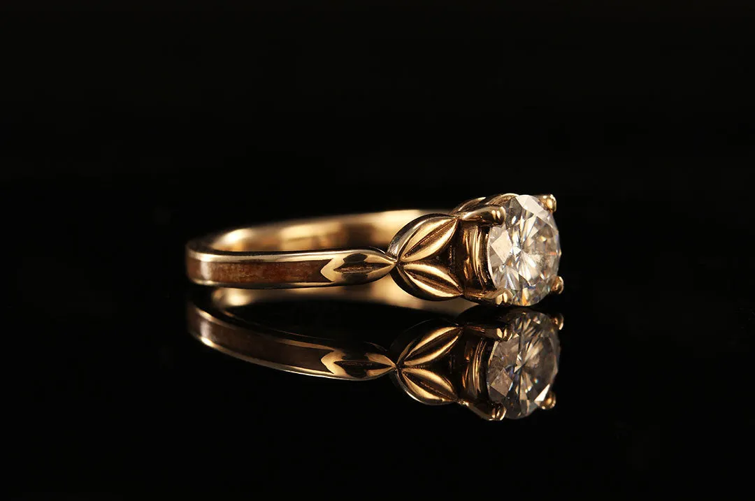 ANCIENT KAURI 14K YELLOW GOLD DIAMOND LEAF RING