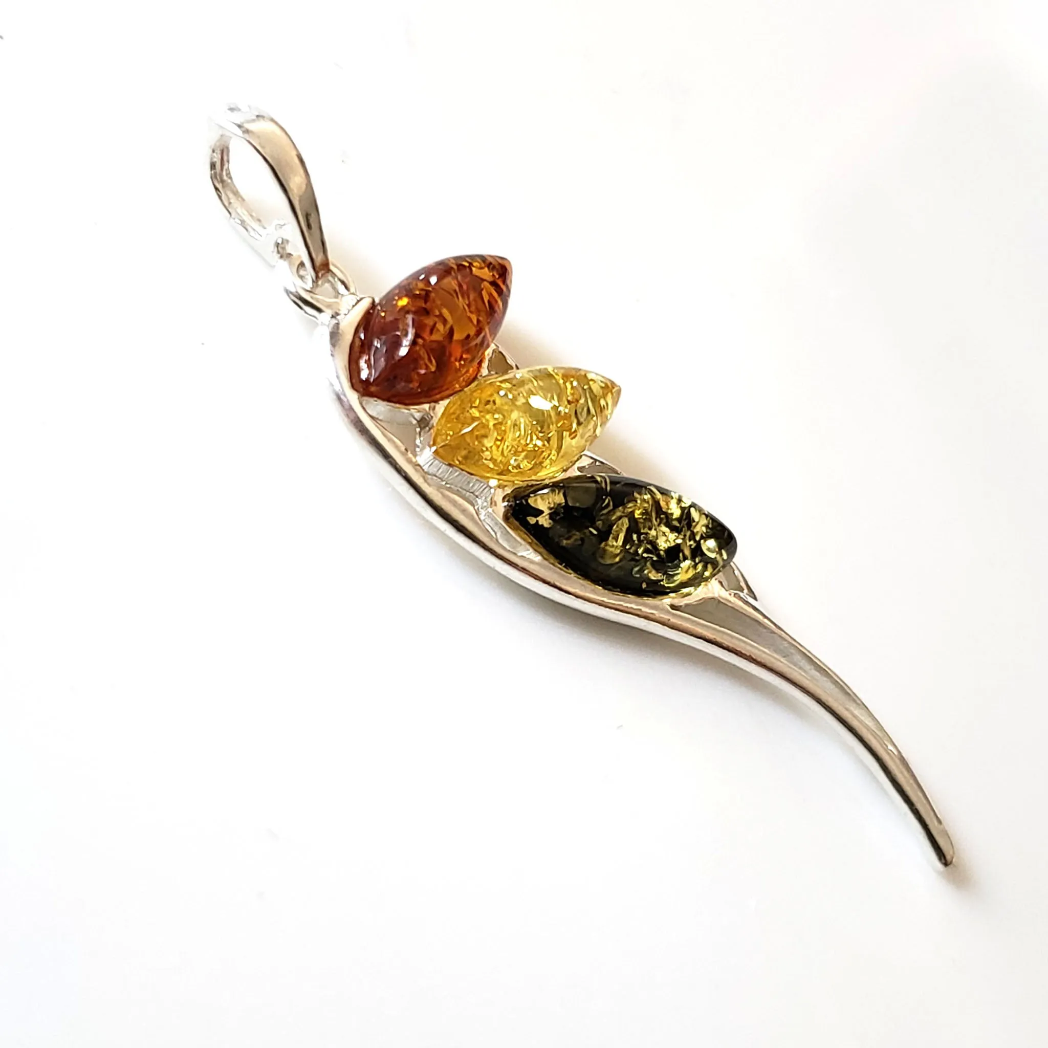 Angel Wing Sterling Silver & Natural Amber Pendant