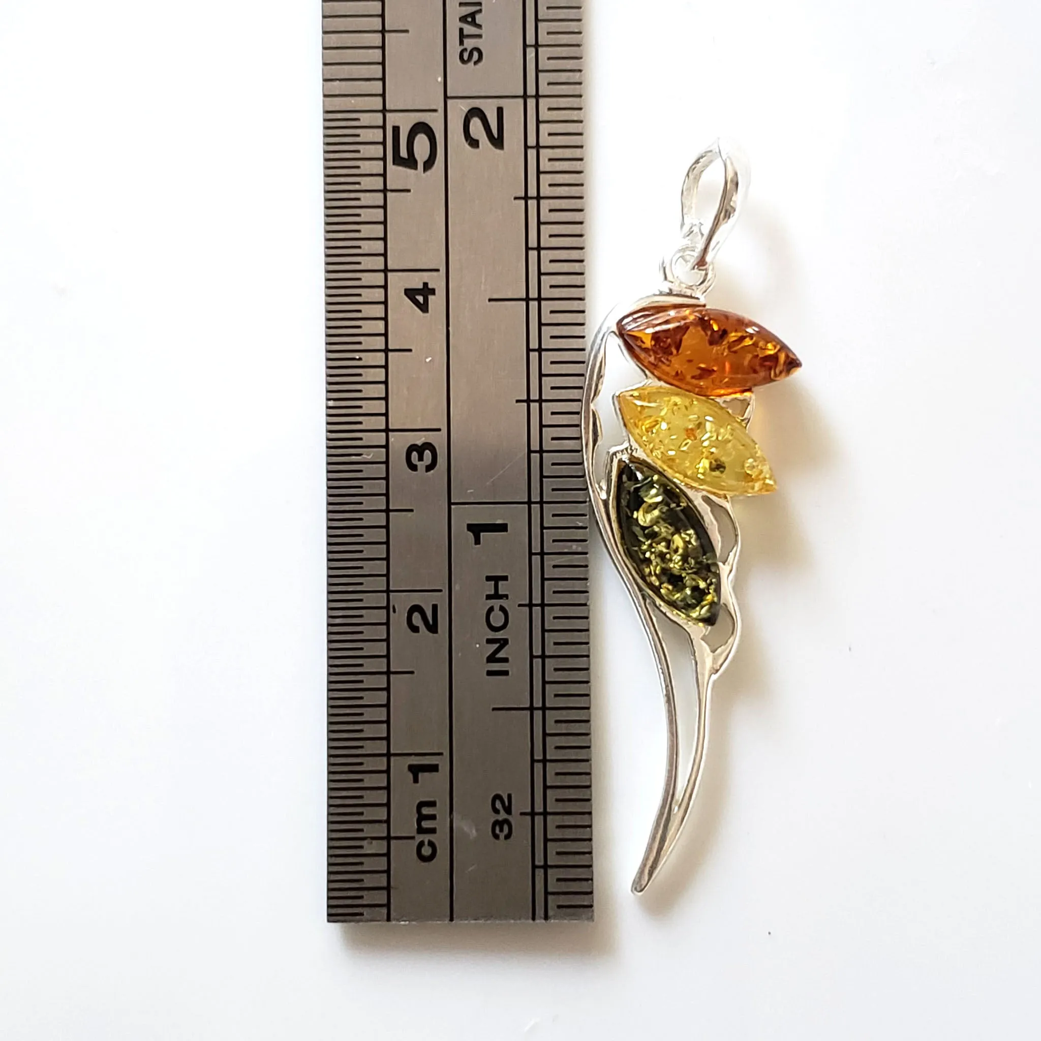 Angel Wing Sterling Silver & Natural Amber Pendant