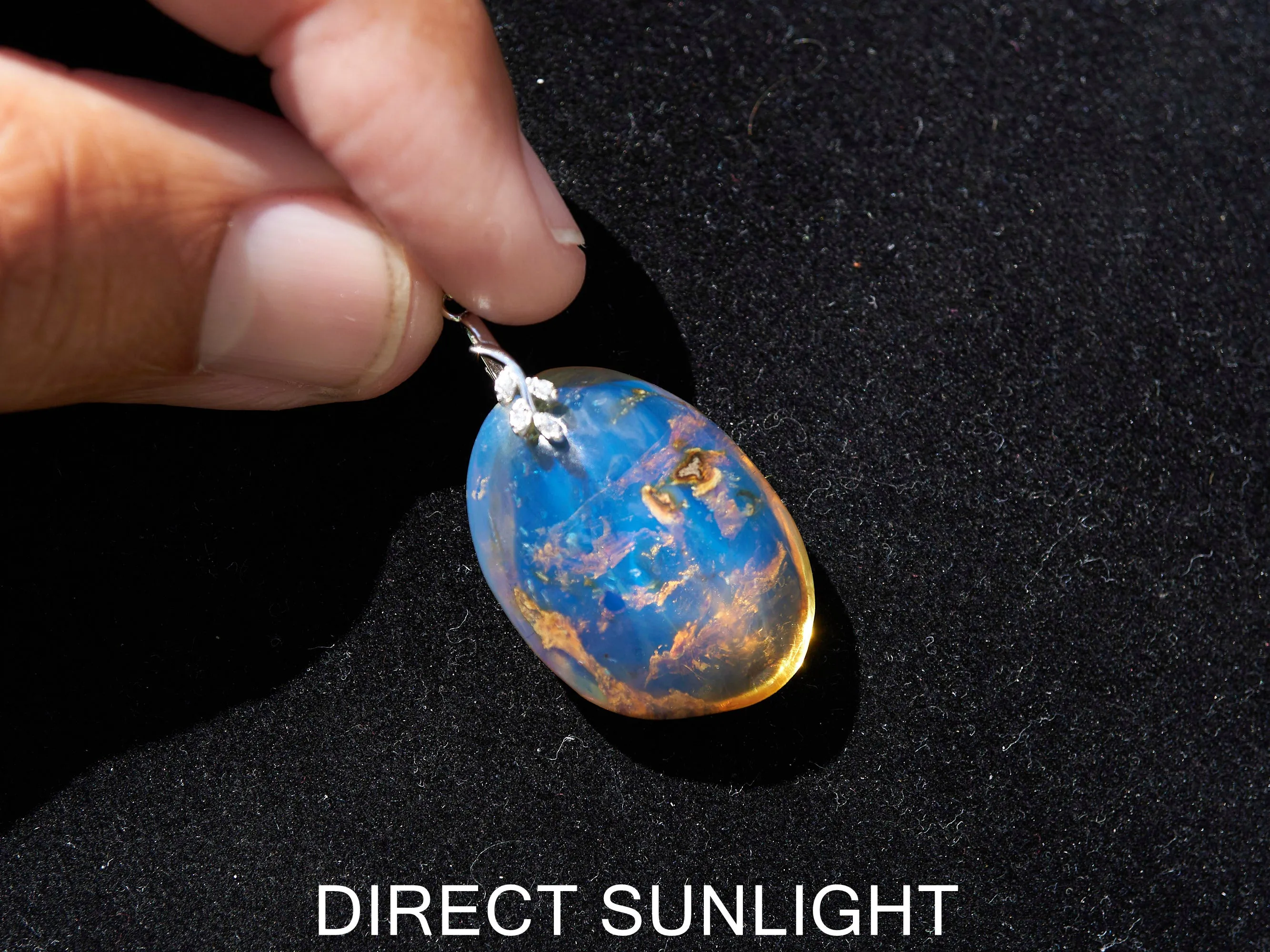 Authentic Blue Amber Dominican Pendant with Bail in 925 Sterling Silver