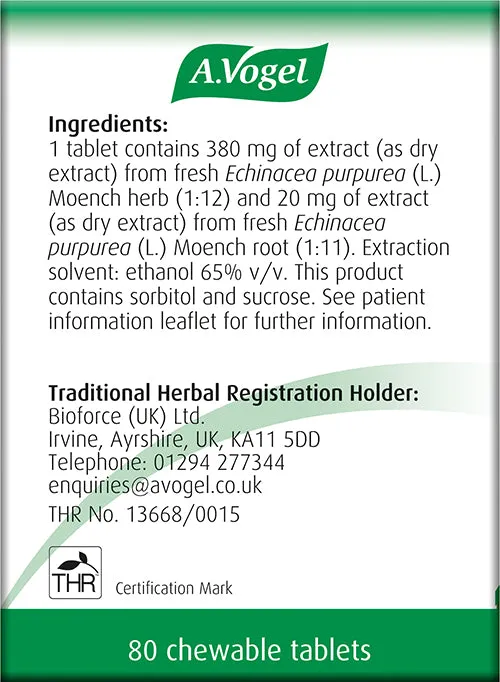 A.Vogel Echinaforce Chewable 80 Tablets
