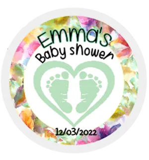 Baby shower Personalised Badge Baby Footprint Design Green