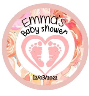 Baby shower Personalised Badge Baby Footprint Design Pink