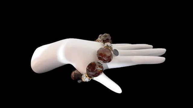 Beaded bracelet, rondelle crystal beads with rhinestones, boho chic, stretch bracelet, The amber bracelet, The Elaini Arthur bracelet collection