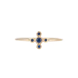 Blue Sapphire Flora Ring