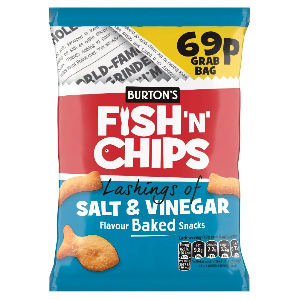 Burtons Fish & Chips Salt & Vinegar PMP 40g (Case of 30)