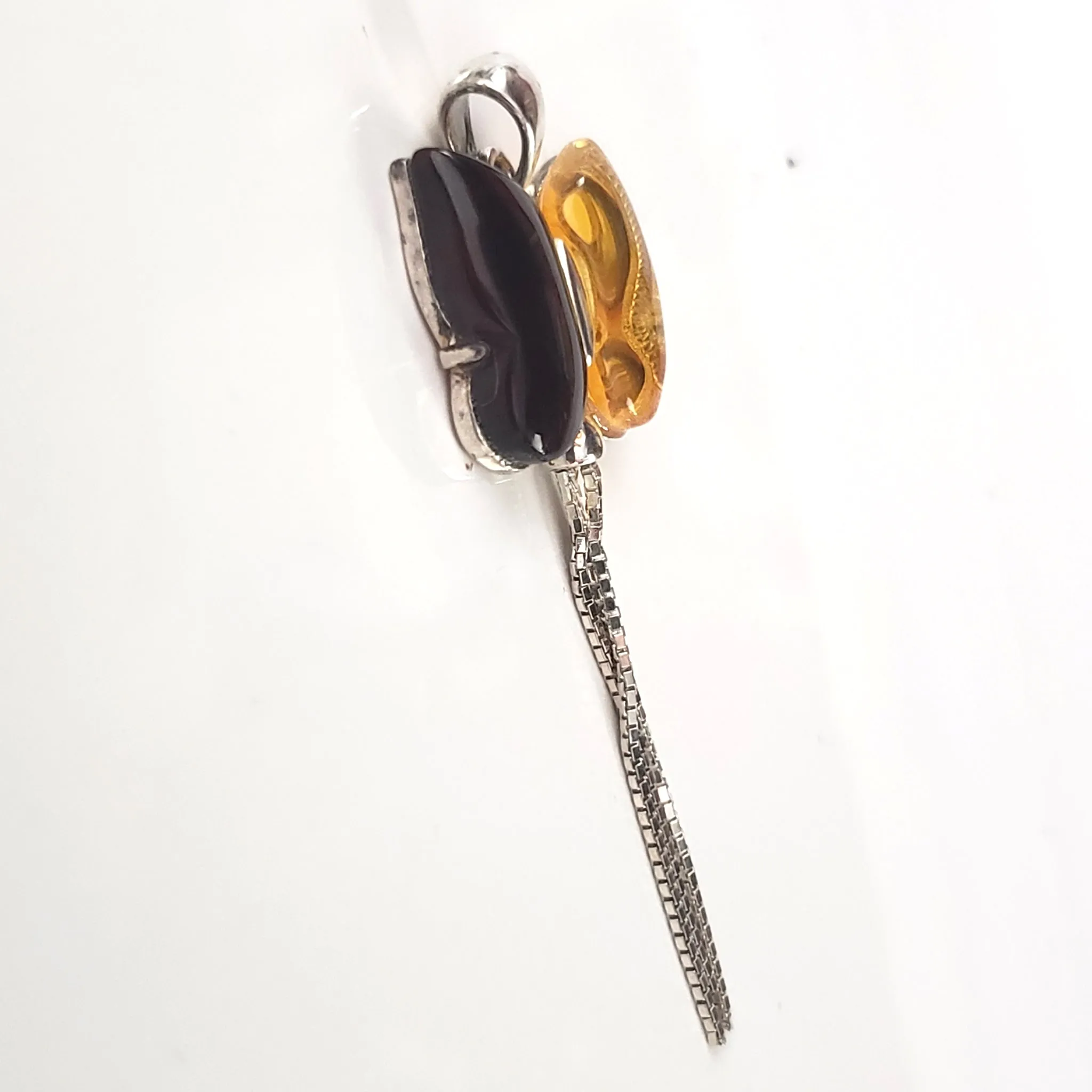 Butterfly Cherry / Lemon Amber & Sterling Silver Pendant