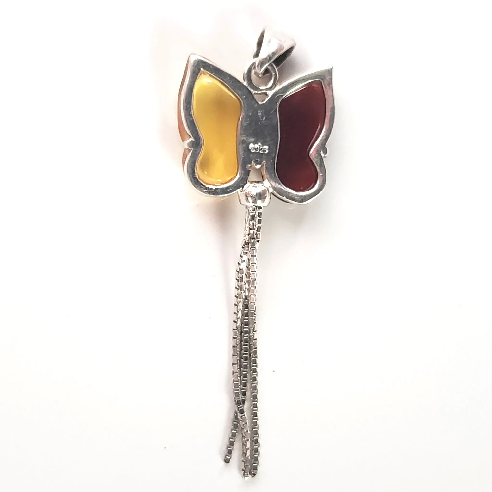 Butterfly Cherry / Lemon Amber & Sterling Silver Pendant