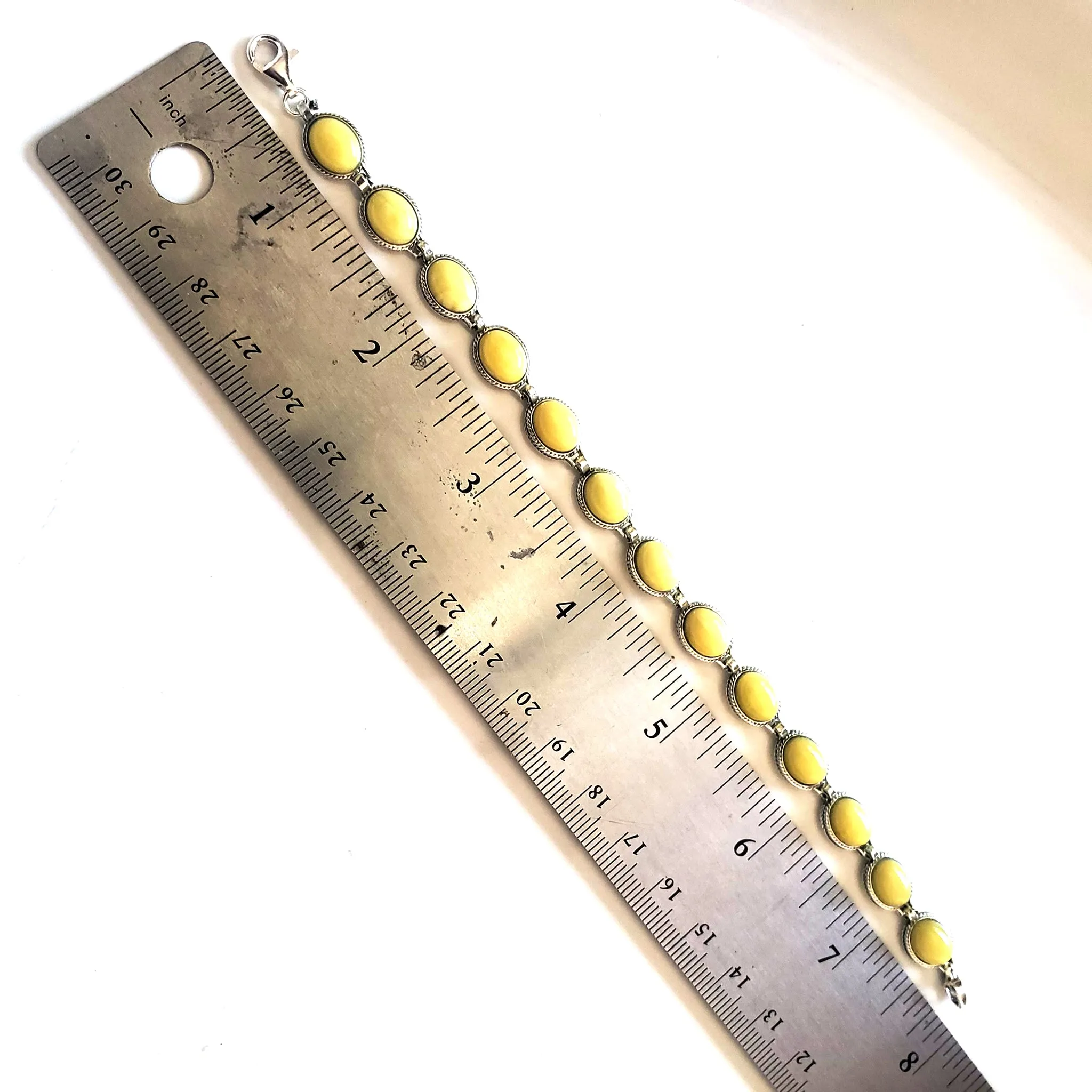Butterscotch Oval Amber Beads Silver Bracelet