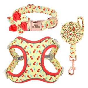 Cherry Fruit Love: Personalized SET/Collar, Leash And Harness
