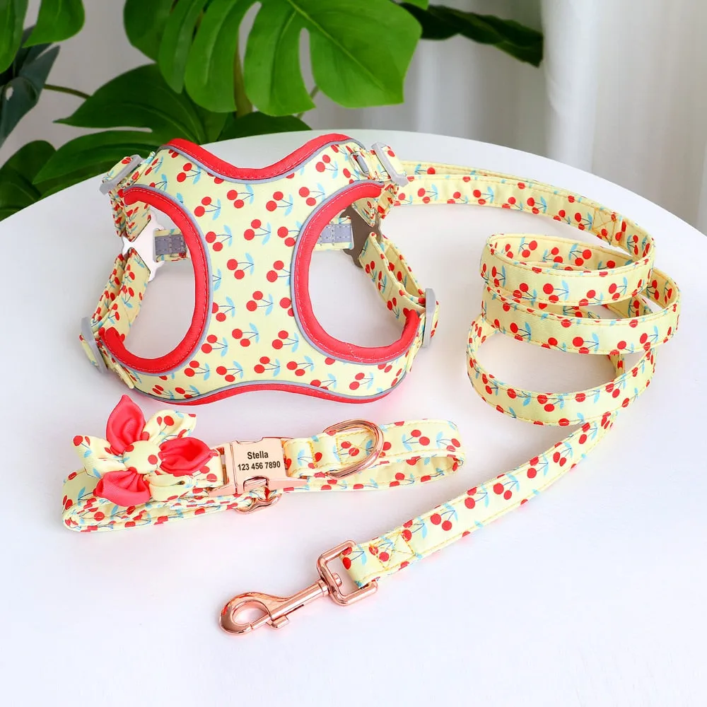 Cherry Fruit Love: Personalized SET/Collar, Leash And Harness