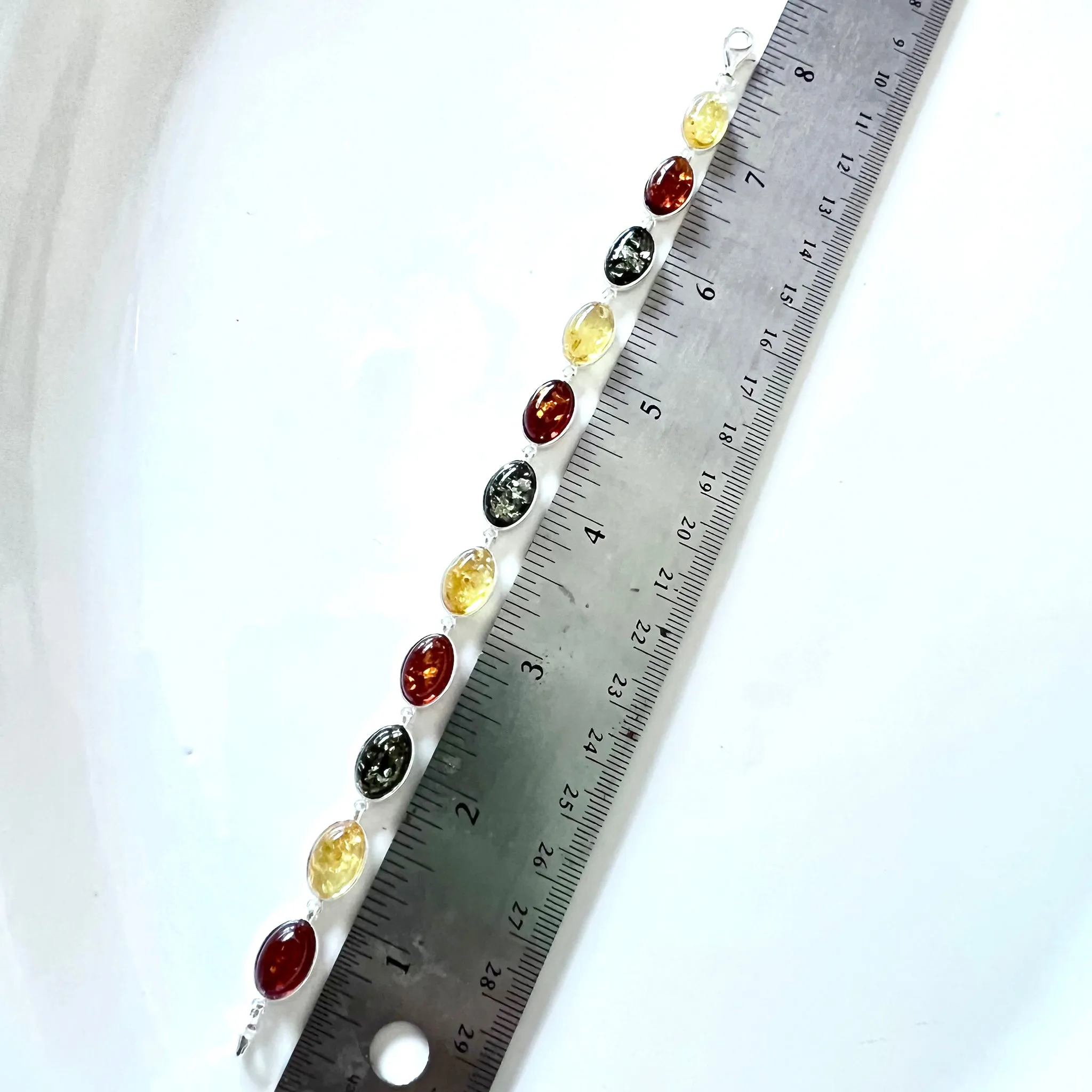 Classic Oval Amber with Silver Bracelet