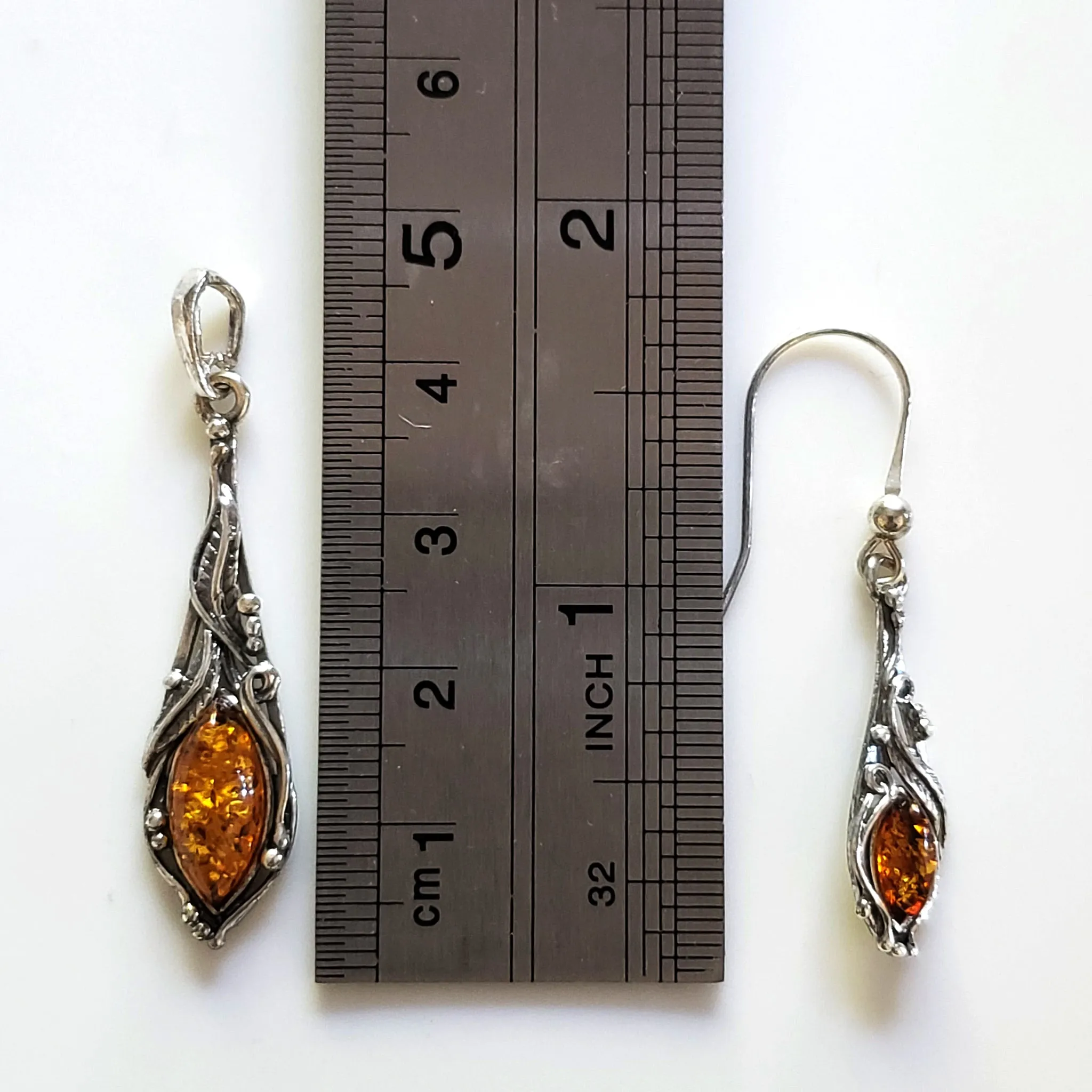 Classic Sterling Silver & Amber Jewelry Set