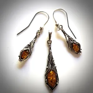 Classic Sterling Silver & Amber Jewelry Set