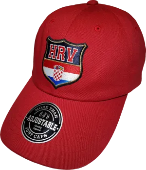 Croatia Shield Cap Adjustable Dad Hat Red