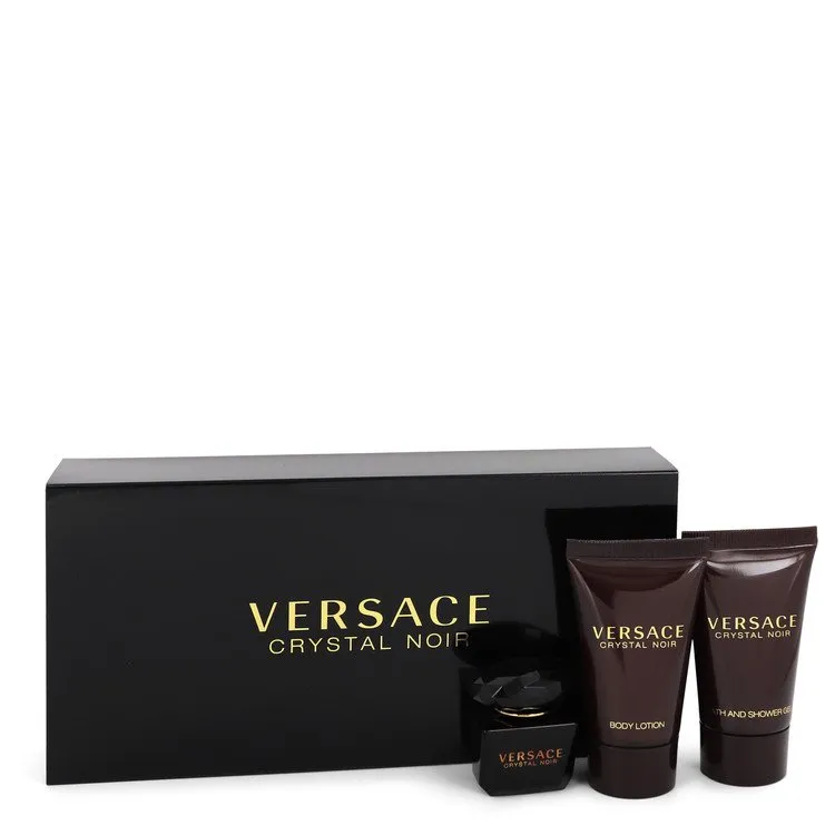 Crystal Noir by Versace Gift Set -- .17 oz Mini EDT   .8 oz Shower Gel   .8 oz Body Lotion for Women