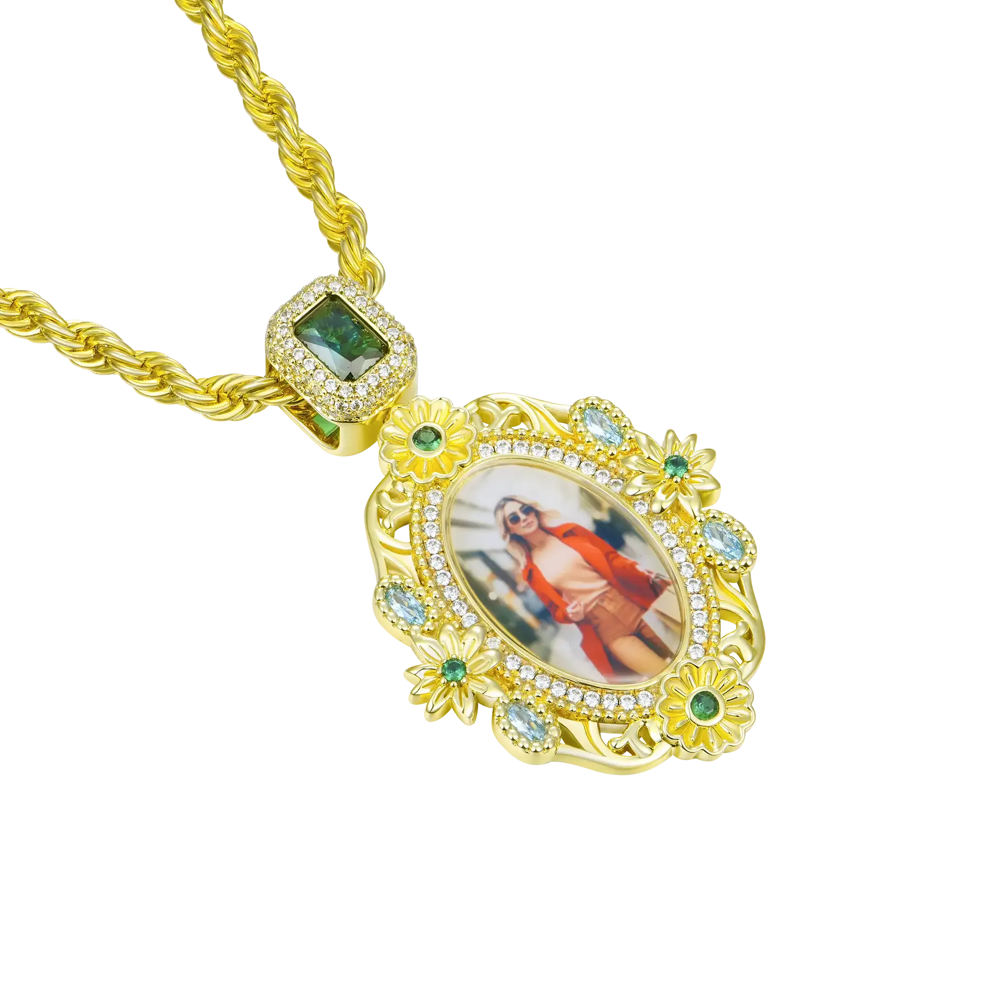 Custom 40MM Daisy Photo Frame Pendant