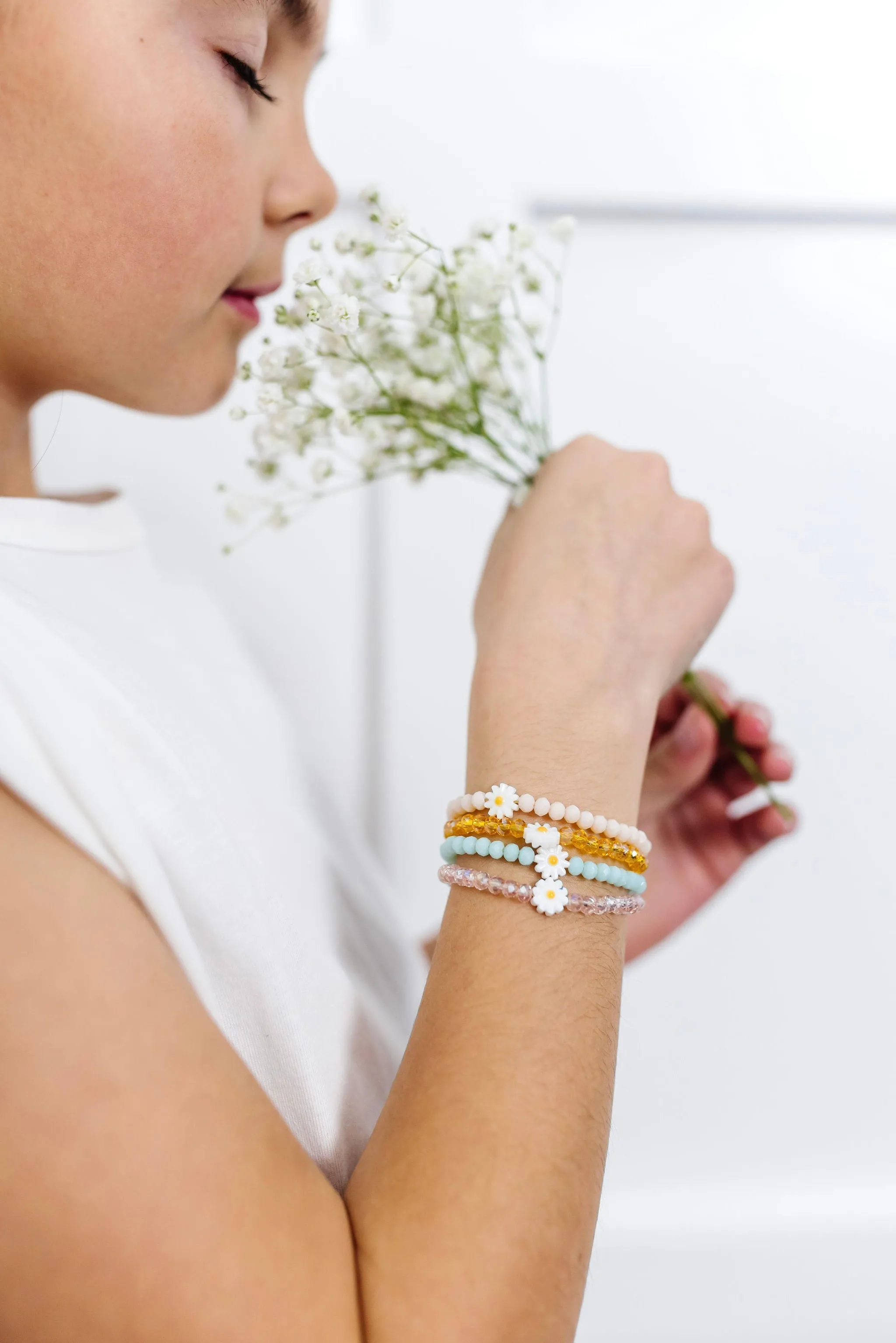 Daisy Baby Bracelet (Goldenrod 4MM Beads)