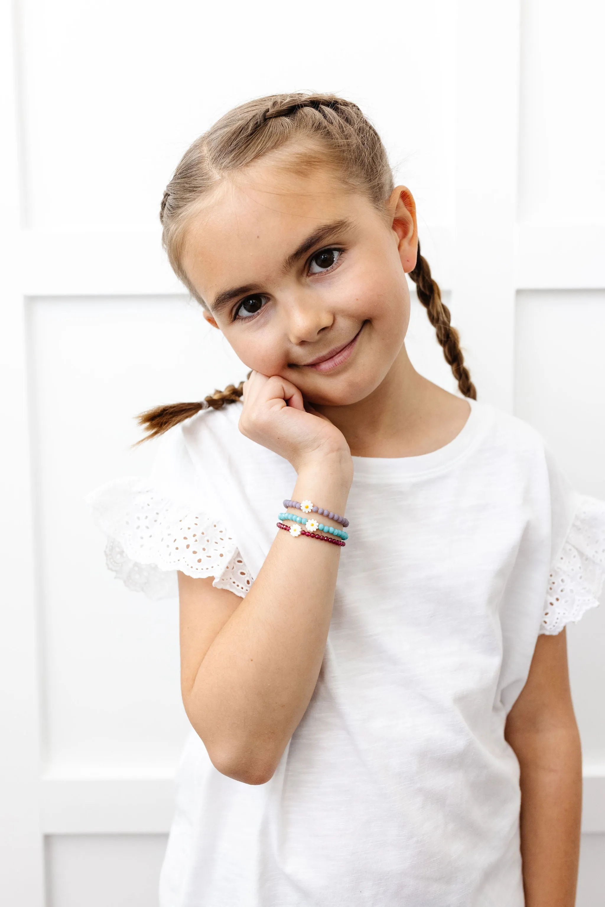 Daisy Baby Bracelet (Viva Magenta 3MM Beads)