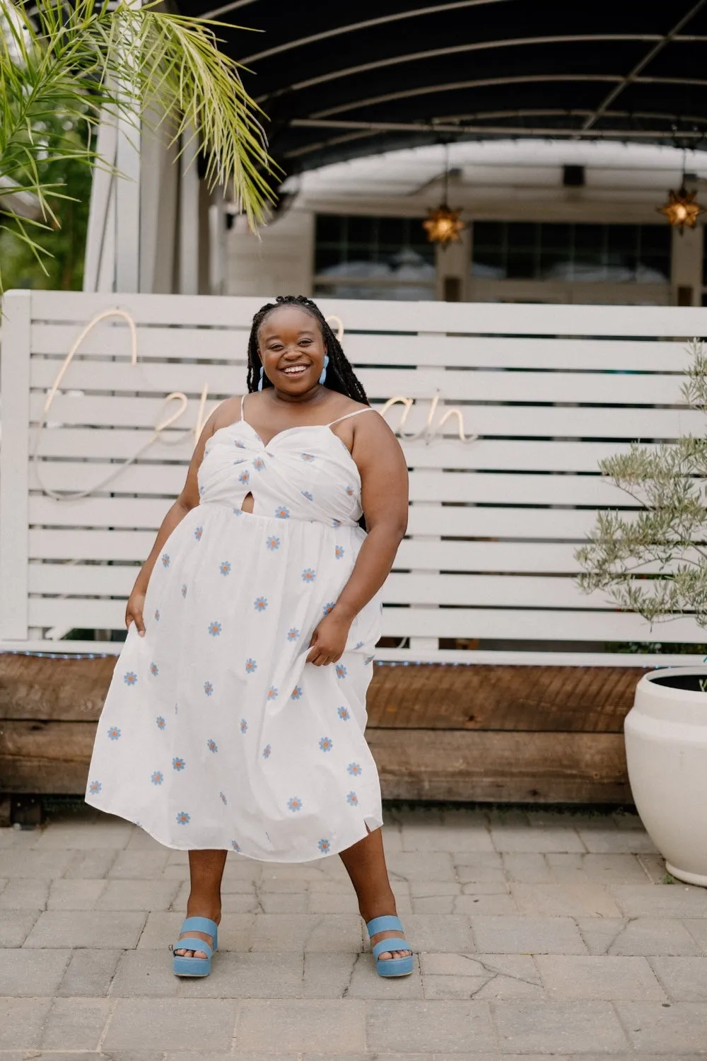 Daisy Embroidered Cut Out Dress (S-3XL)