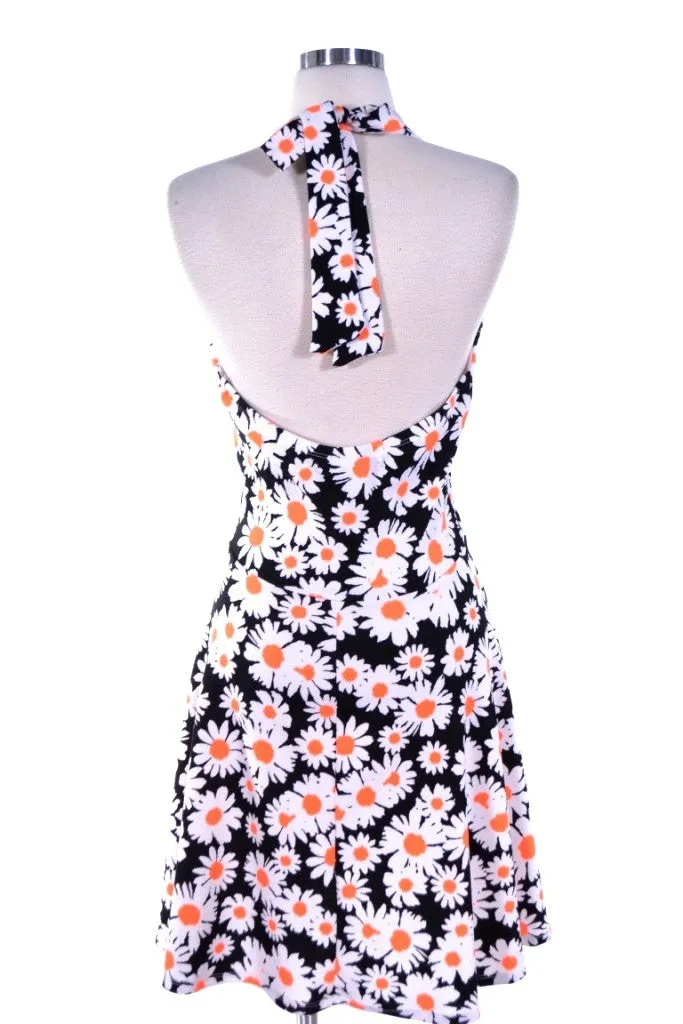 Daisy For Days Deep V Halter Dress