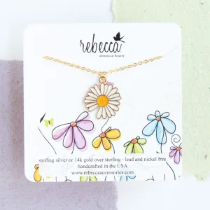 Daisy White Enamel Charm Necklace Children’s Jewelry
