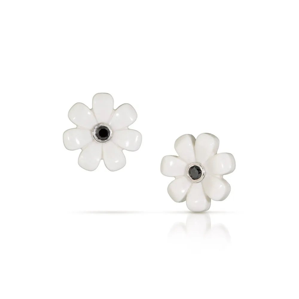 Daisy with Black Diamond Earrings