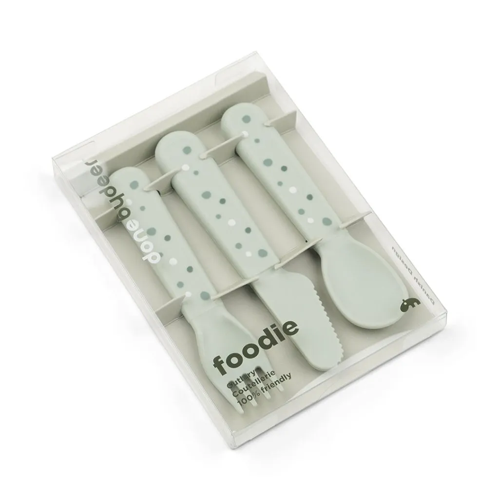 DONE BY DEER Foodie Cutlery Set Happy Dots - Green