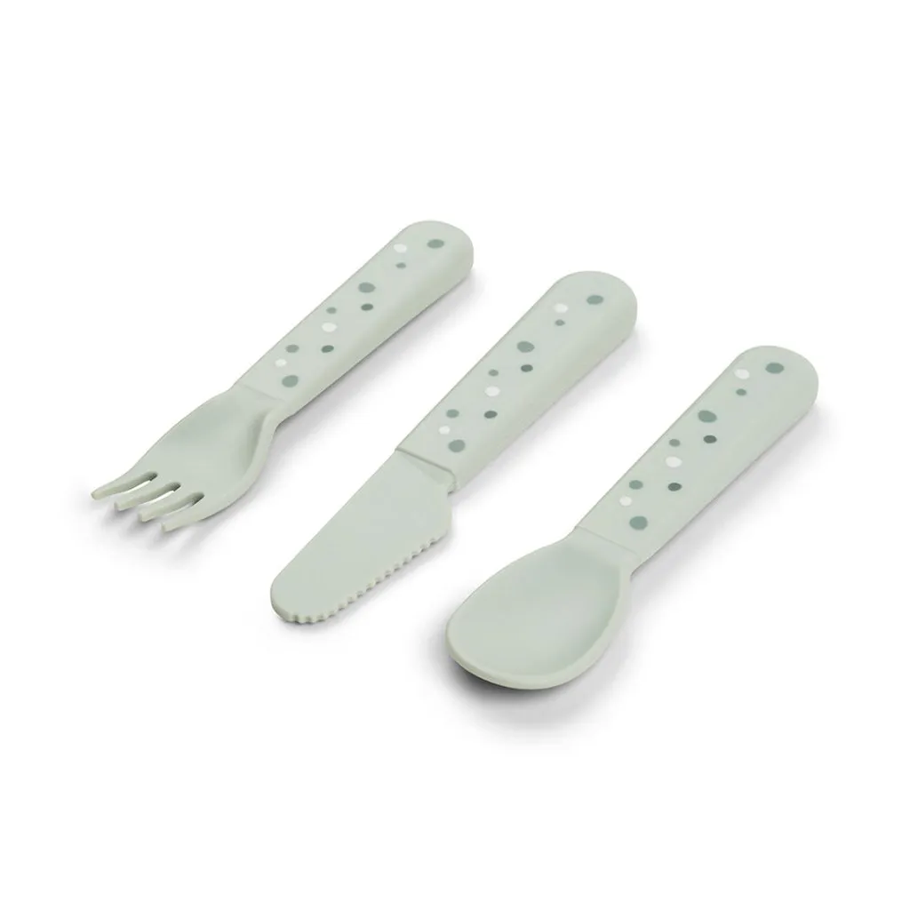 DONE BY DEER Foodie Cutlery Set Happy Dots - Green