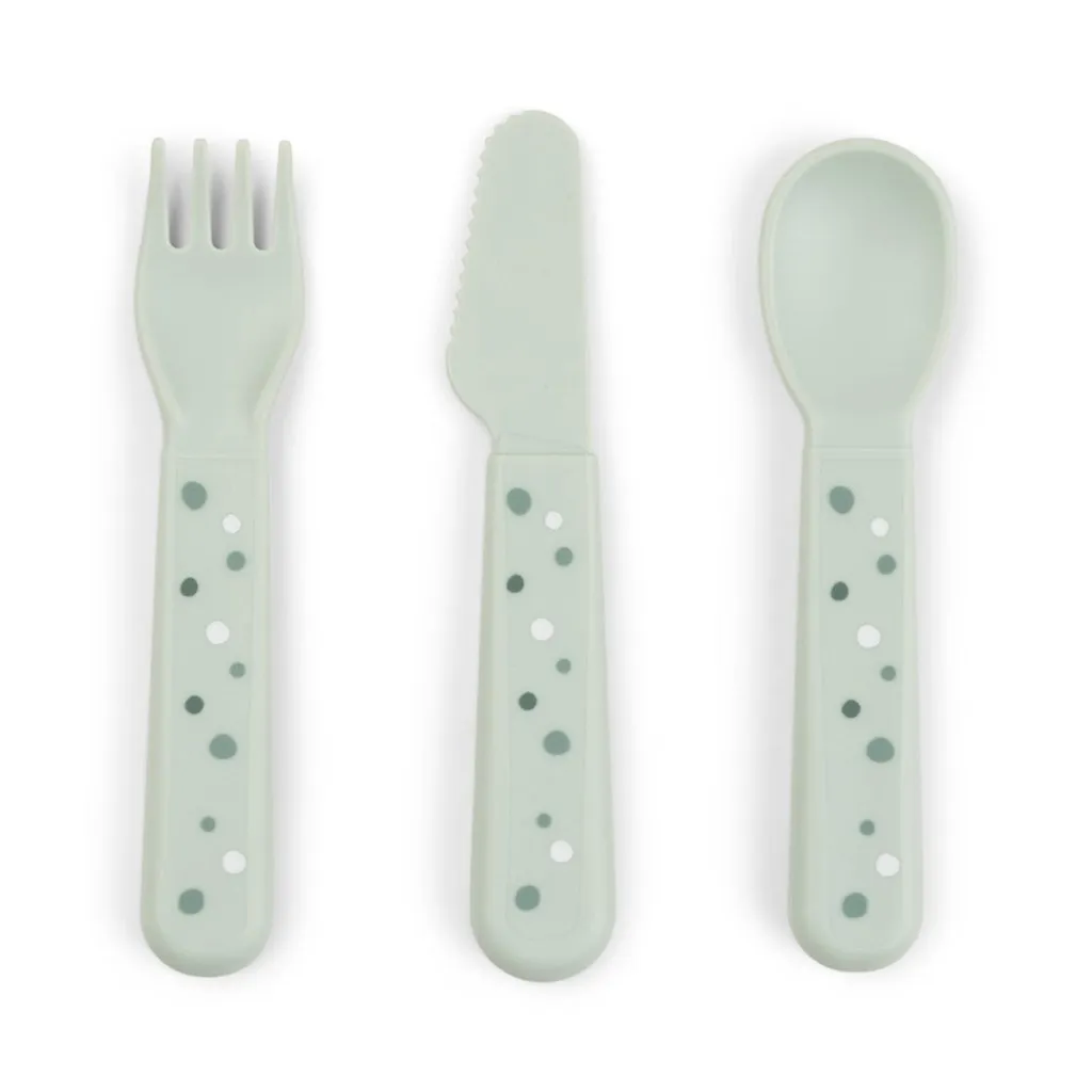 DONE BY DEER Foodie Cutlery Set Happy Dots - Green
