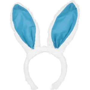Egg-stra Special Fluffy Blue Easter Bunny Ears Headband