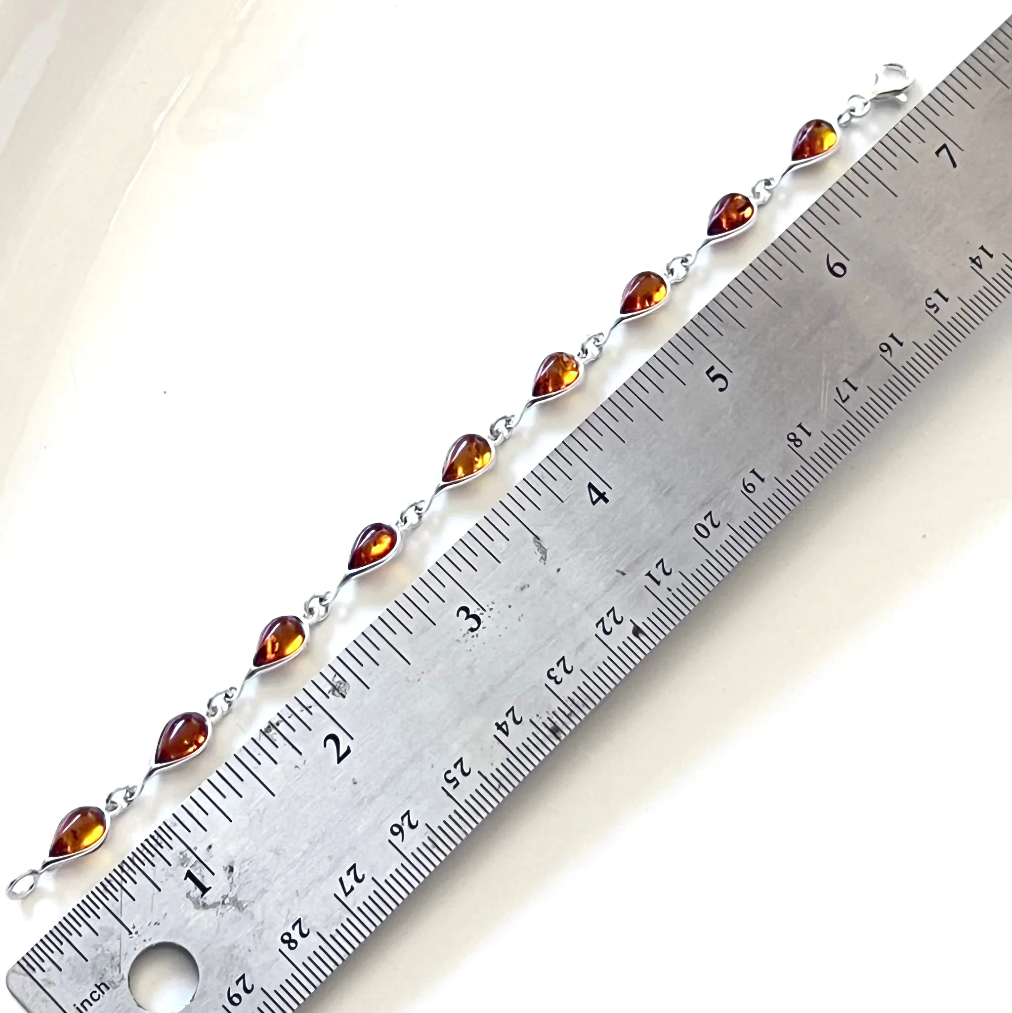 Elegant Amber with Sterling Silver Link Bracelet