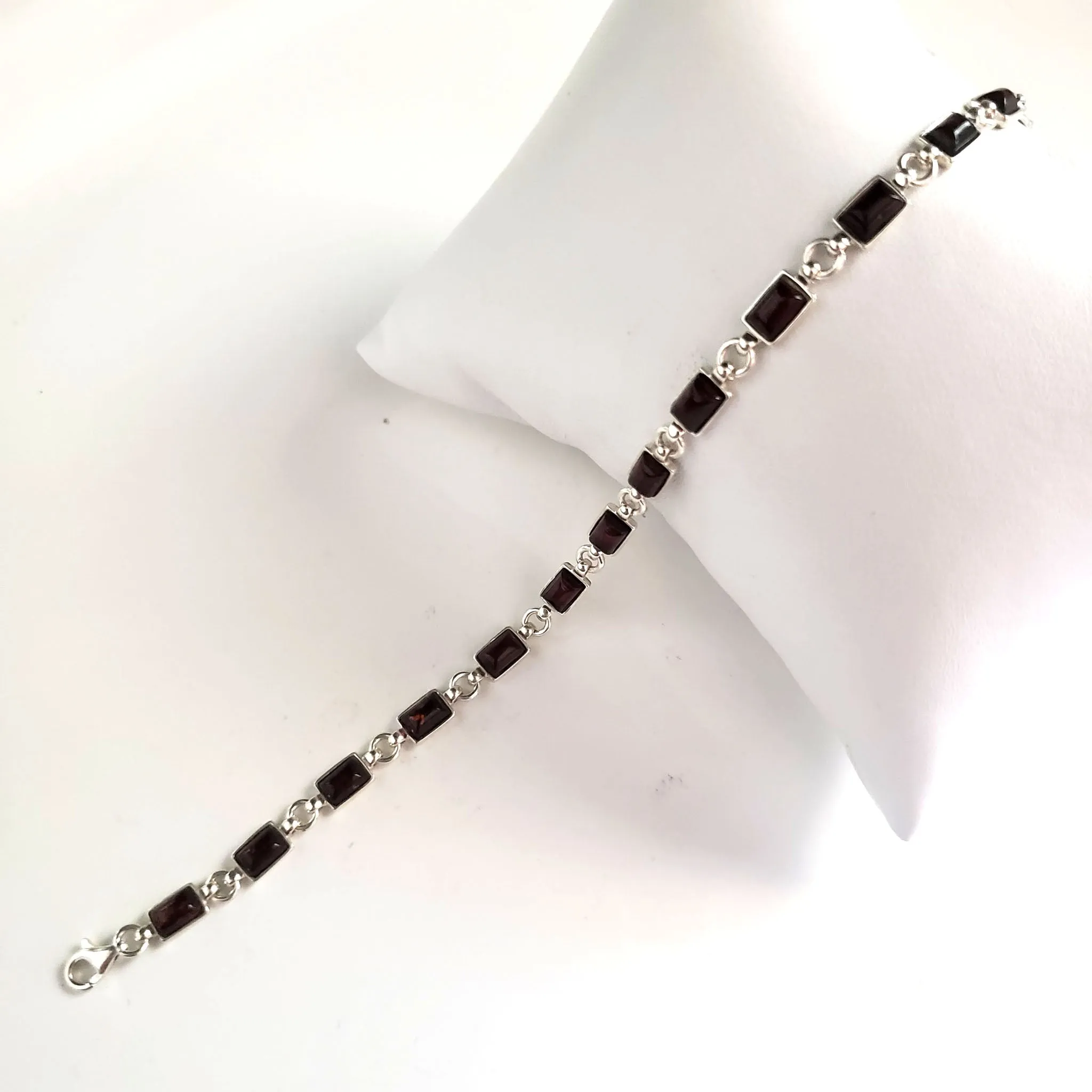Elegant Cherry Red Amber Bracelet in Sterling Silver Setting