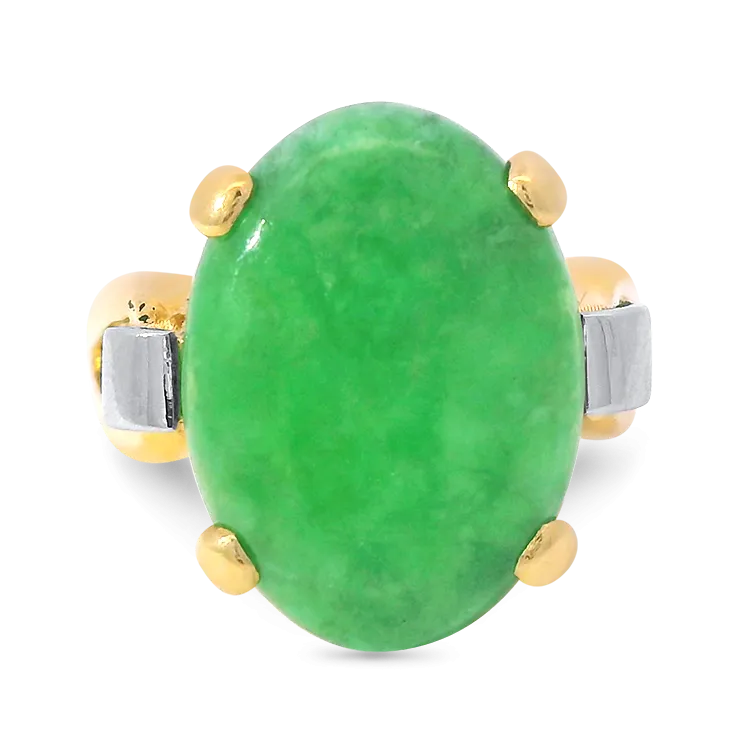 Estate 14k Yellow and White Gold Jadeite Ring