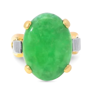 Estate 14k Yellow and White Gold Jadeite Ring